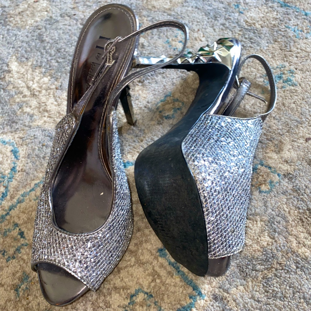 Nicole Miller Sparkly Silver Heels